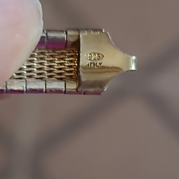 Vintage 7 inch Large Diamond Cut Pattern Two-tone Sterling Silver Bracelet - Picture 5 of 7